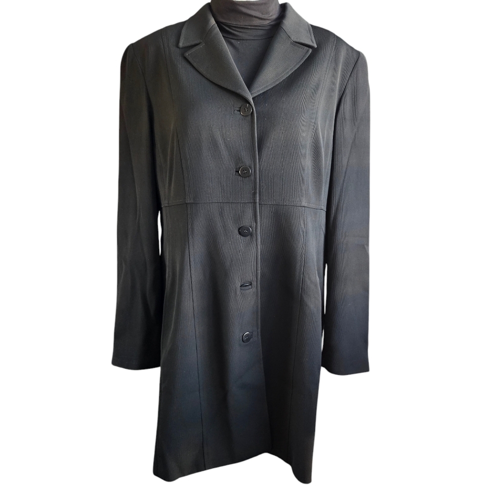 Renfrew Womens Black Trench Coat Sz 14‎